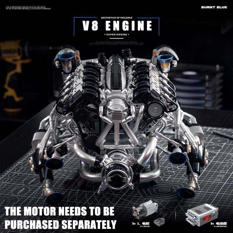 Model Kit Engine - Moc supercar v8 blocos de construção